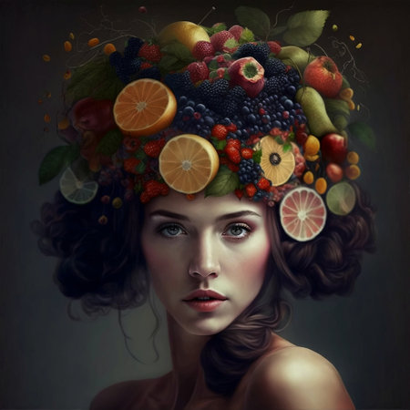 Fantasy portrait of a licensed woman. AI generative imageの素材