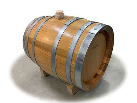 Robinia wooden barrel isolated on white backgroundの写真素材