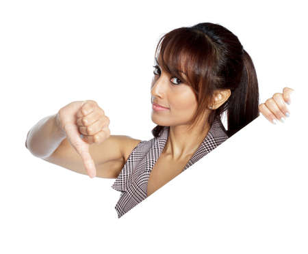 Indian business woman posing in studio isolated on a backgroundの写真素材