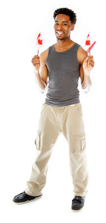 Attractive afro-american man posing in a  studio isolated on a backgroundの写真素材