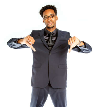 Attractive afro-american business man posing in studio isolated on a white backgroundの写真素材