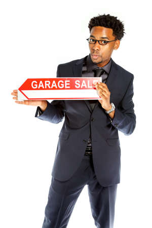 Attractive afro-american business man posing in studio isolated on a white backgroundの写真素材