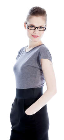 Attractive caucasian business woman in her 30 isolated on a white backgroundの写真素材