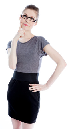 Attractive caucasian business woman in her 30 isolated on a white backgroundの写真素材