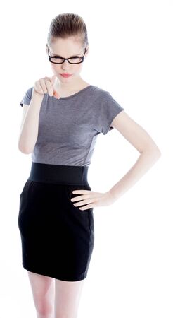 Attractive caucasian business woman in her 30 isolated on a white backgroundの写真素材