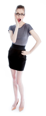 Attractive caucasian business woman in her 30 isolated on a white backgroundの写真素材