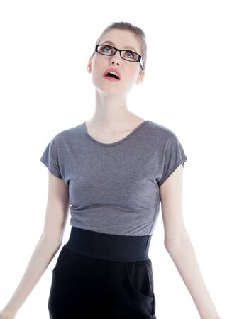 Attractive caucasian business woman in her 30 isolated on a white backgroundの写真素材