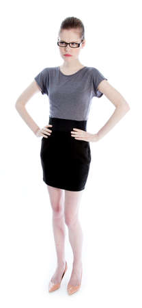 Attractive caucasian business woman in her 30 isolated on a white backgroundの写真素材