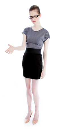 Attractive caucasian business woman in her 30 isolated on a white backgroundの写真素材