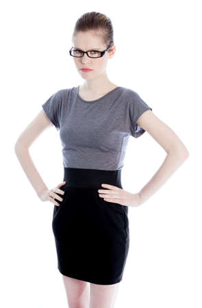 Attractive caucasian business woman in her 30 isolated on a white backgroundの写真素材