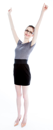 Attractive caucasian business woman in her 30 isolated on a white backgroundの写真素材