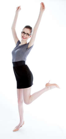 Attractive caucasian business woman in her 30 isolated on a white backgroundの写真素材