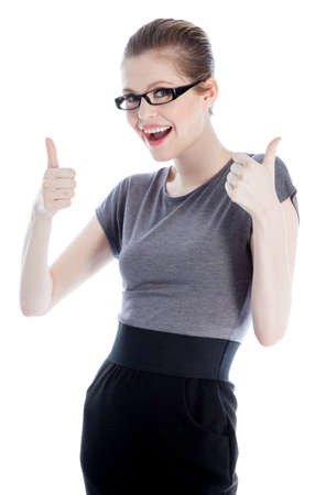 Attractive caucasian business woman in her 30 isolated on a white backgroundの写真素材