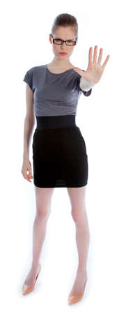 Attractive caucasian business woman in her 30 isolated on a white backgroundの写真素材