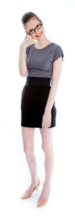 Attractive caucasian business woman in her 30 isolated on a white backgroundの写真素材