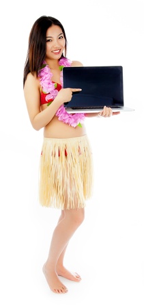 Attractive asian girl in her twenties isolated on a plein background shot in a studioの写真素材
