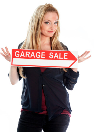 Attractive caucasian blond girl isolated on a white backgroundの写真素材