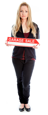 Attractive caucasian blond girl isolated on a white backgroundの写真素材