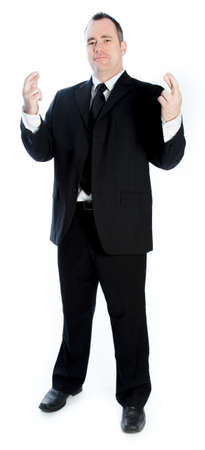 Caucasian businessman 40 years old isolated on a white backgroundの写真素材