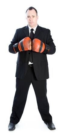 Caucasian businessman 40 years old isolated on a white backgroundの写真素材