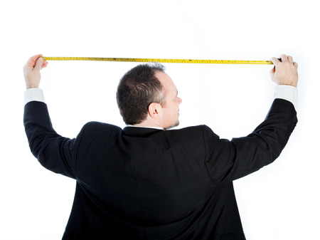 Caucasian businessman 40 years old isolated on a white backgroundの写真素材