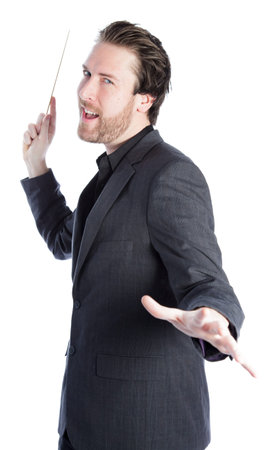 Attractive 30 years old caucasion man shot in studio isolated on a white background