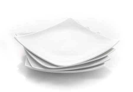 stack of square plates isolated on a white background