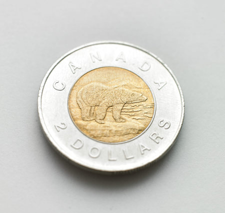2 canadian dollars isolated on a white background