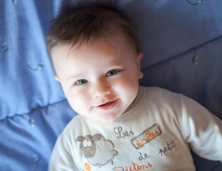 Close-up of a baby boy smiling
