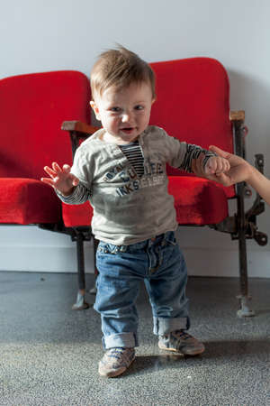 Portrait of a baby boy smilingの写真素材