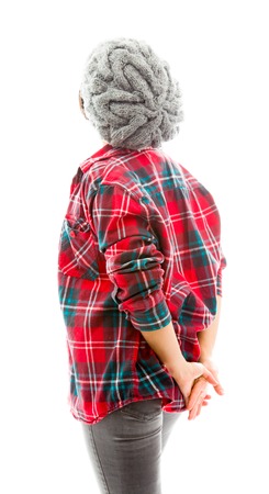 Rear view of a young woman thinkingの写真素材