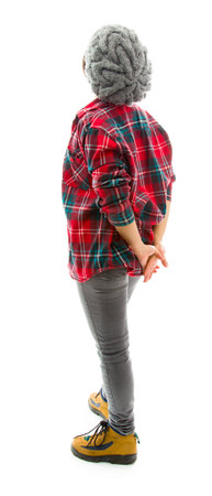 Rear view of a young woman thinking