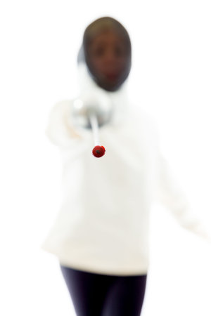 Female fencer practicing her fencing technique