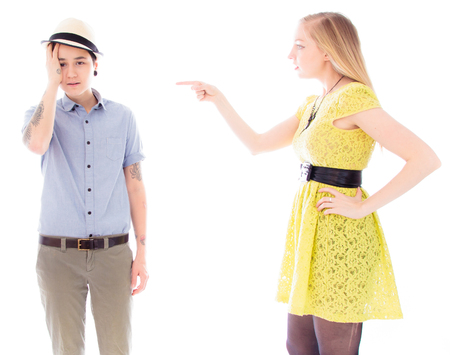 Woman blaming her friendの写真素材