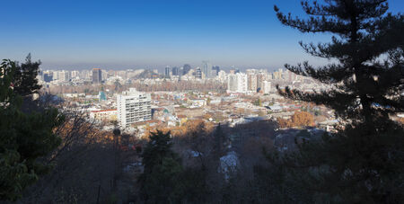 City viewed from San Cristobal hill, Santiago, Chile 2011-06-23 9:16:37 AMのeditorial素材
