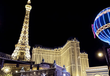 Replica of Eiffel Tower at a hotel, Paris Las Vegas, Nevada, USA 2010-02-16 9:19:54 PMのeditorial素材