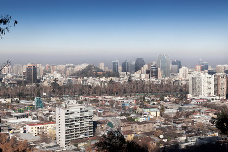 City viewed from San Cristobal hill, Santiago, Chile 2011-06-23 9:17:50 AMのeditorial素材