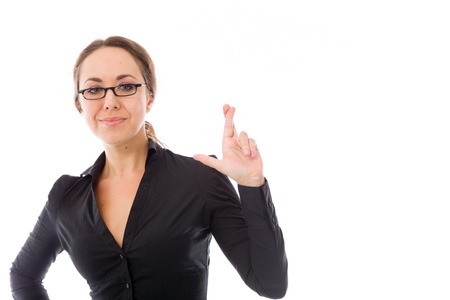 Model in studio isolated on white backgroundの写真素材