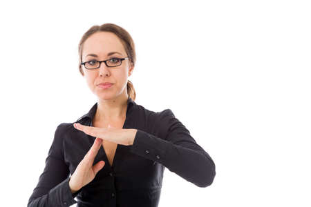 Model in studio isolated on white backgroundの写真素材