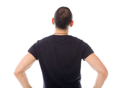 Model in studio isolated on white backgroundの写真素材