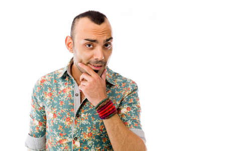 Model in studio isolated on white backgroundの写真素材