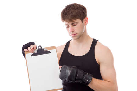 Model in studio isolated on plain grey backgroundの写真素材