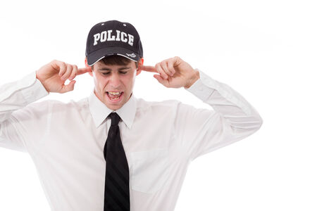 Model in studio isolated on white backgroundの写真素材