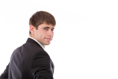 Model in studio isolated on white backgroundの写真素材