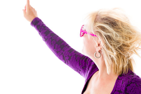 Model in studio isolated on white backgroundの写真素材