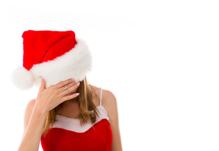 Model in studio isolated on white backgroundの写真素材