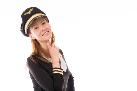 Model in studio isolated on white backgroundの写真素材