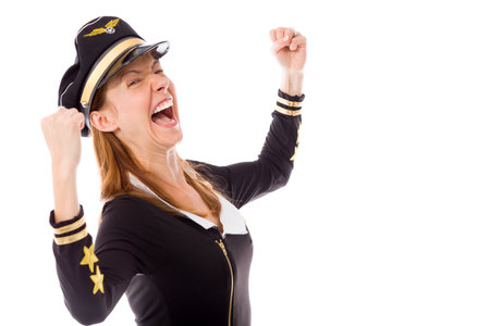 Model in studio isolated on white backgroundの写真素材