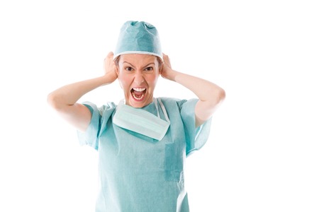 Model in studio isolated on white backgroundの写真素材