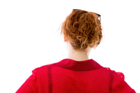 Model in studio isolated on white backgroundの写真素材